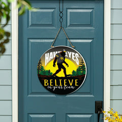 University of Iowa Bigfoot Round Door Décor with Hanging Rope, 18x18 - Collegiate Home