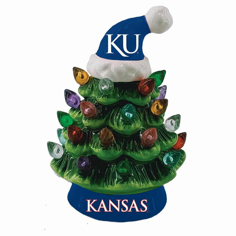4" Mini LED Tabletop Christmas Tree, Set of 2, University of Kansas - Collegiate Home