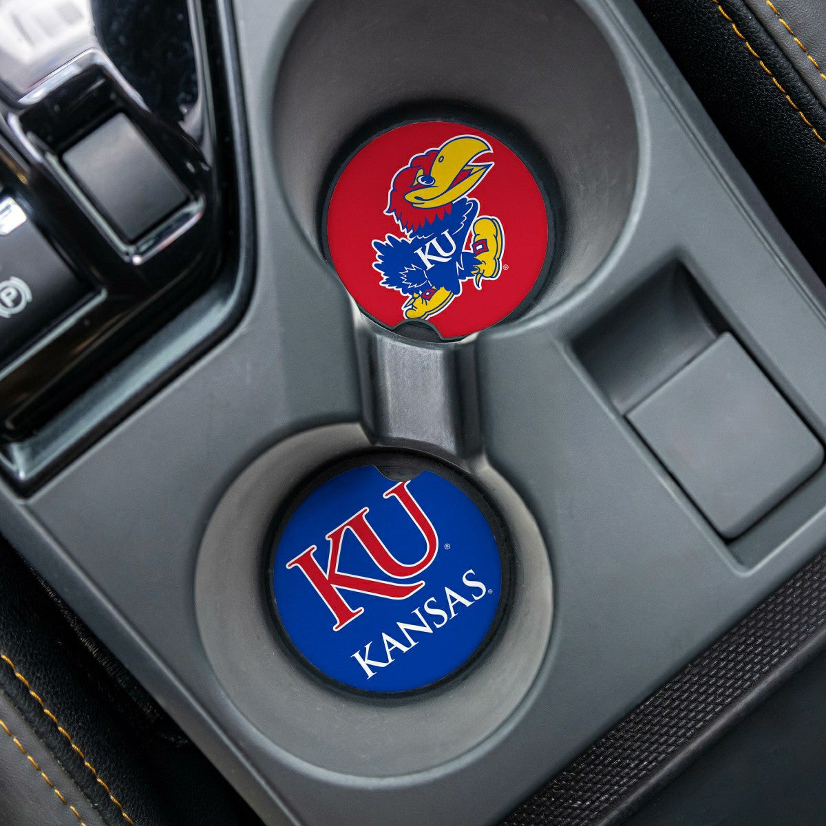 University of Kansas Car Coaster Set, 2pc - Collegiate Home