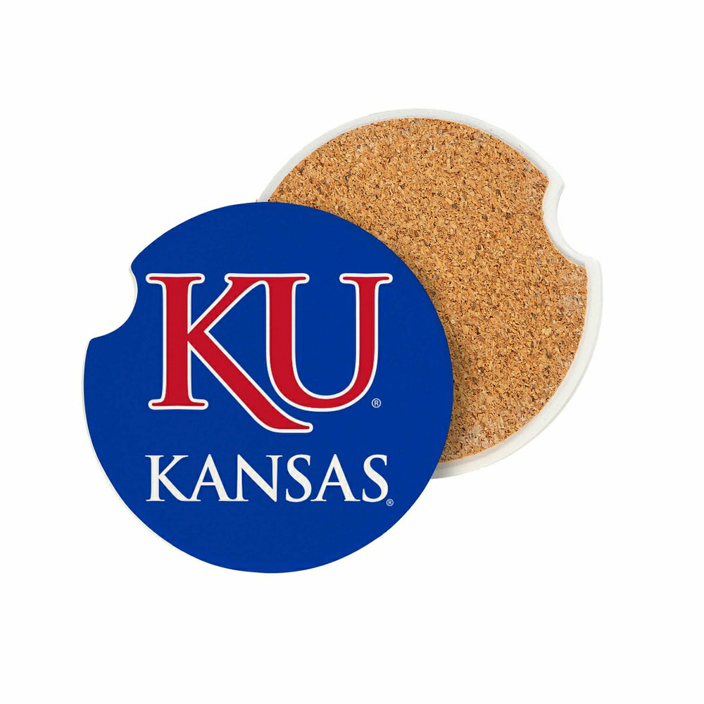 University of Kansas Car Coaster Set, 2pc - Collegiate Home
