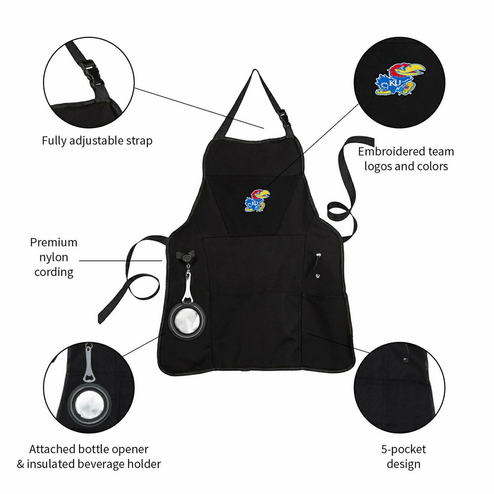 Grill Apron, Black, University of Kansas - Collegiate Home