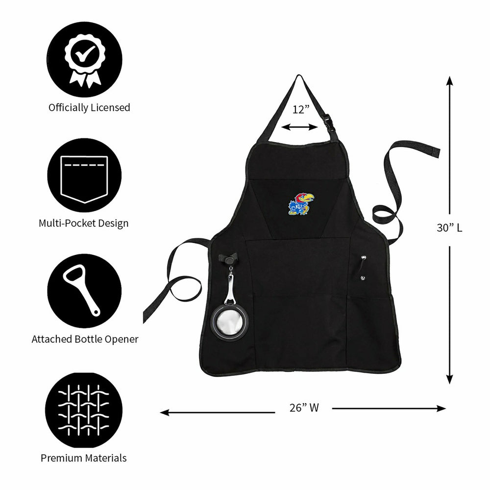 Grill Apron, Black, University of Kansas - Collegiate Home