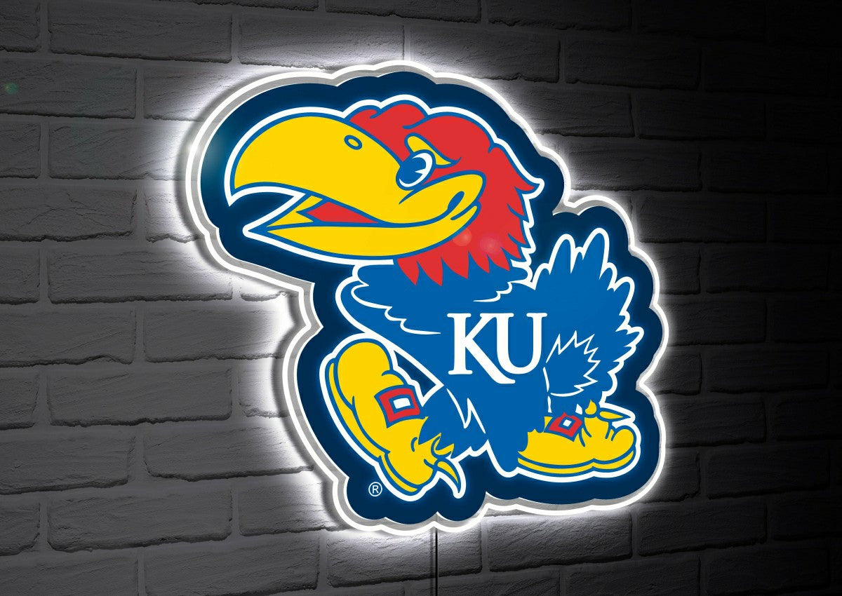 LED Wall Decor, Glazelite, College Mascot, University of Kansas - Collegiate Home