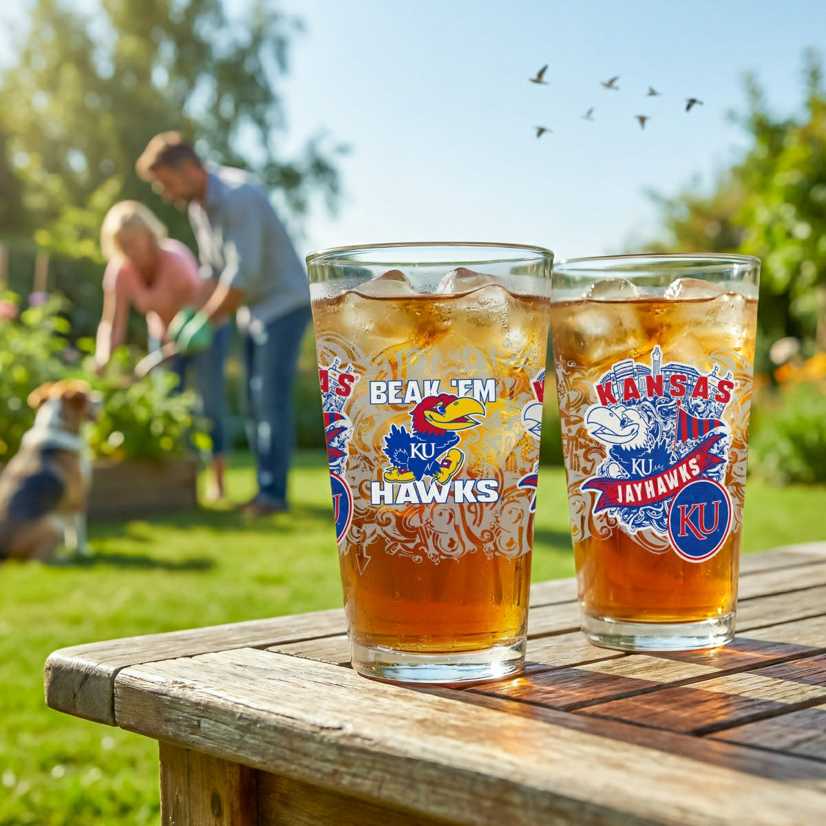 University of Kansas 16oz Glass pint, Set of 2 - Collegiate Home