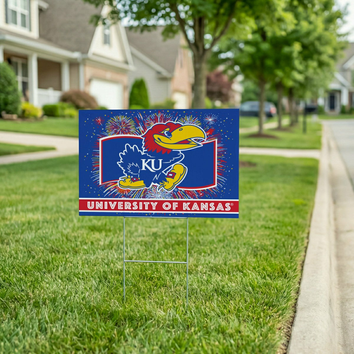 University of Kansas Yard Sign, Patriotic - Collegiate Home