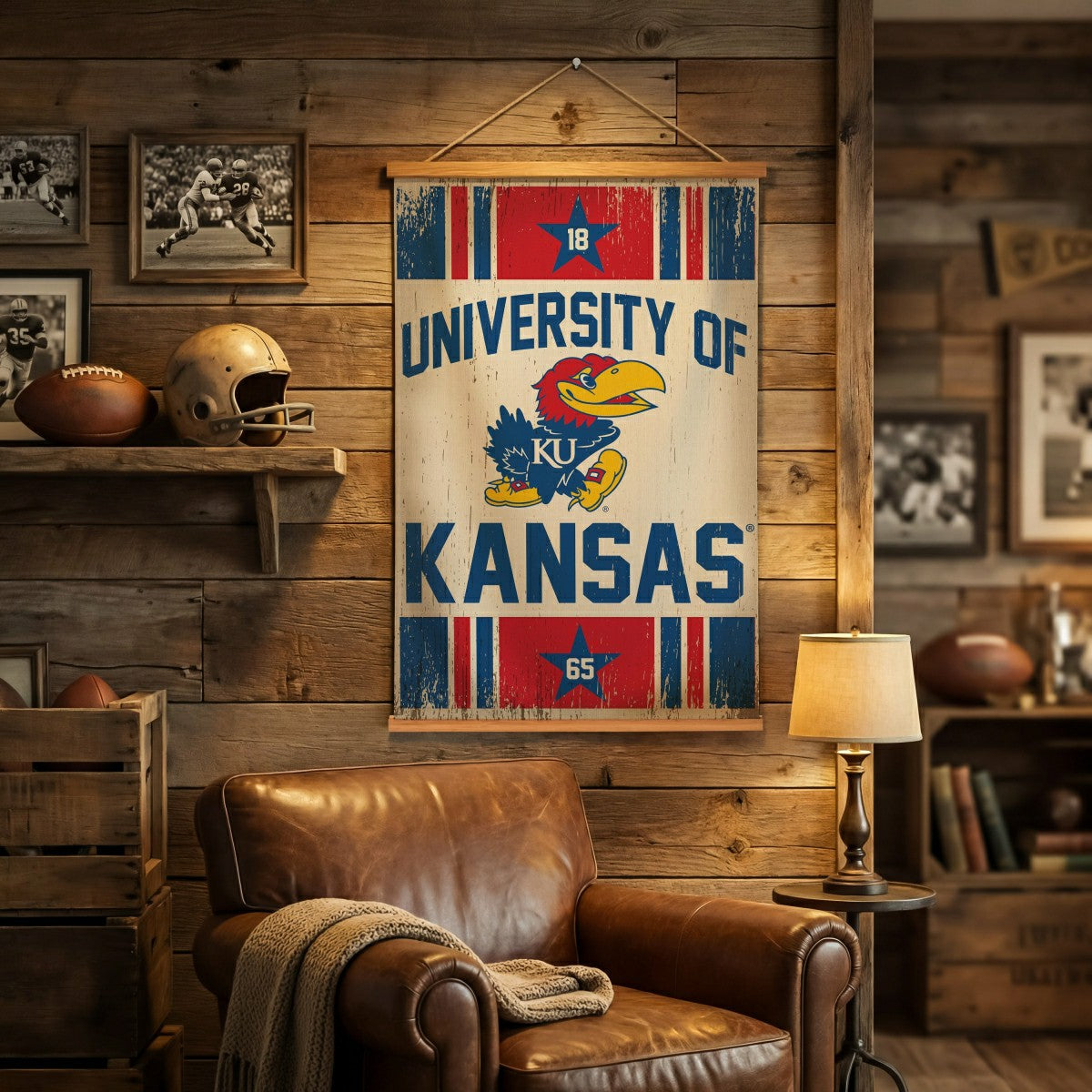 University of Kansas, Canvas Wall Tapestry, Medium, 36x24 - Collegiate Home
