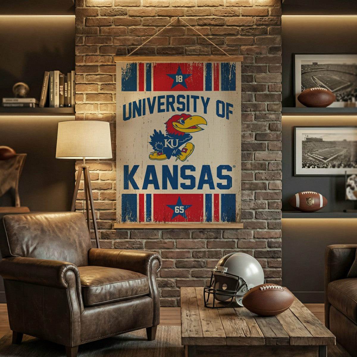 University of Kansas, Canvas Wall Tapestry, Large, 54x36 - Collegiate Home