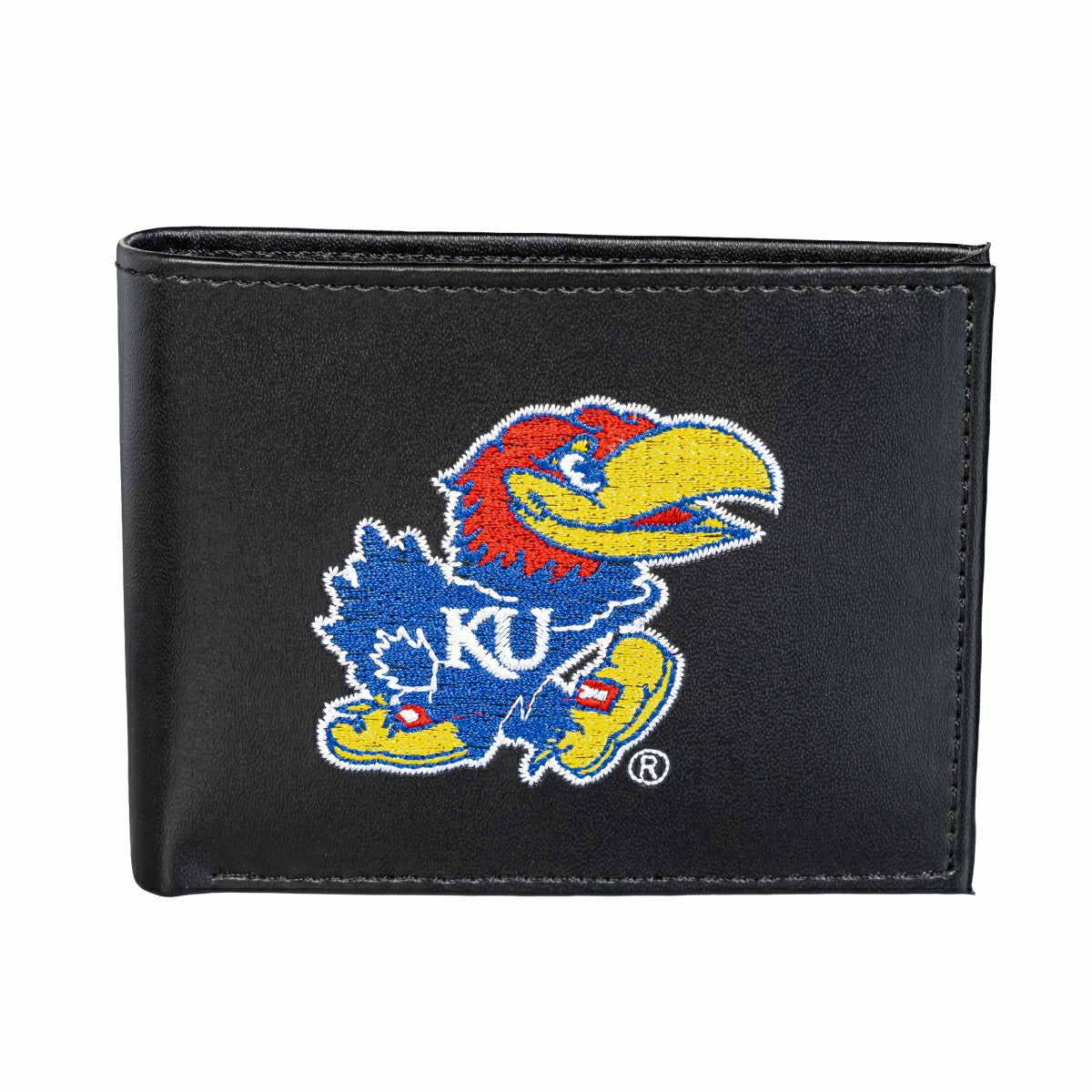 University of Kansas Black Bi-Fold Embroidered Wallet - Collegiate Home