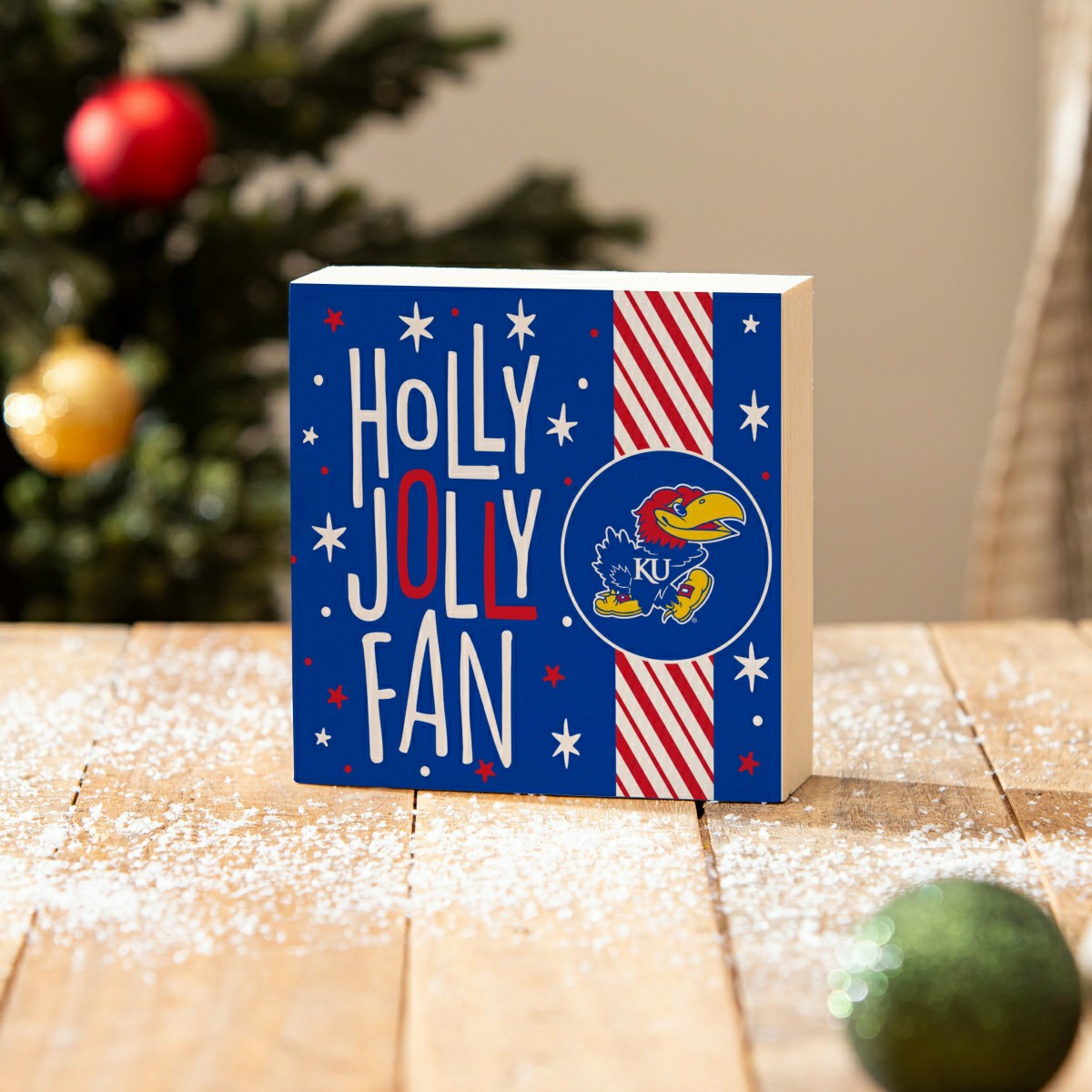 University of Kansas Block, Holiday, 6x6 - Collegiate Home