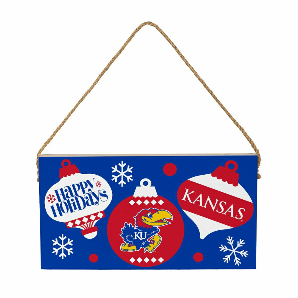 University of Kansas Holiday Wood Wall Sign, 6x11 - Collegiate Home