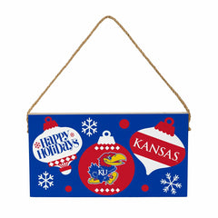 University of Kansas Holiday Wood Wall Sign, 6x11 - Collegiate Home