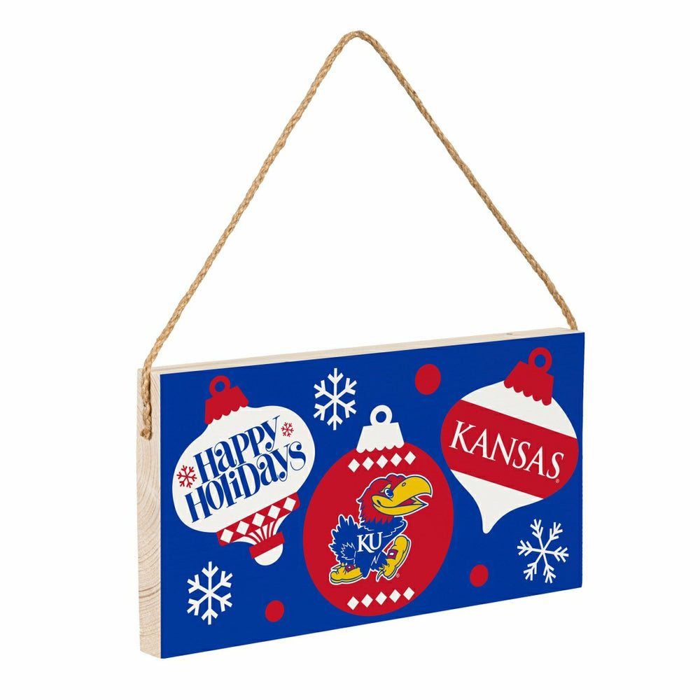University of Kansas Holiday Wood Wall Sign, 6x11 - Collegiate Home