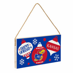 University of Kansas Holiday Wood Wall Sign, 6x11 - Collegiate Home