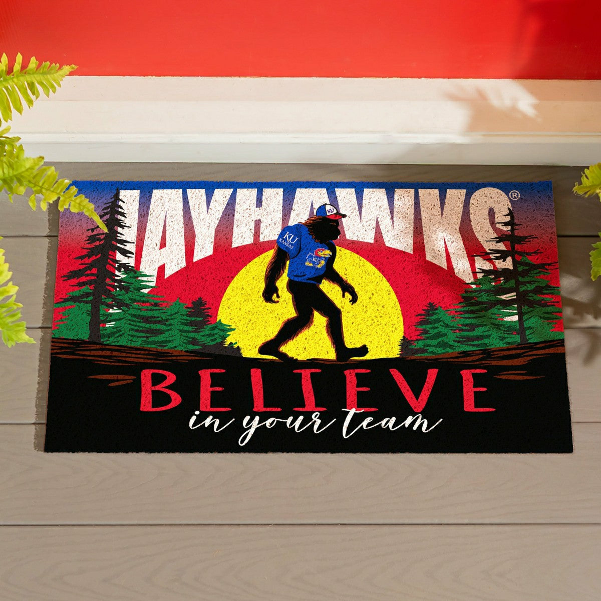 University of Kansas Bigfoot PVC Mat, 28"x16" - Collegiate