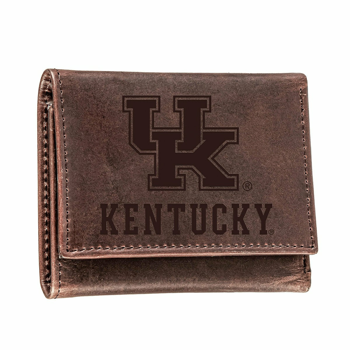 University of Kentucky, Tri-Fold Wallet, Brown, CH, 100% Genuine Leath - Collegiate Home