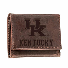 University of Kentucky, Tri-Fold Wallet, Brown, CH, 100% Genuine Leath - Collegiate Home