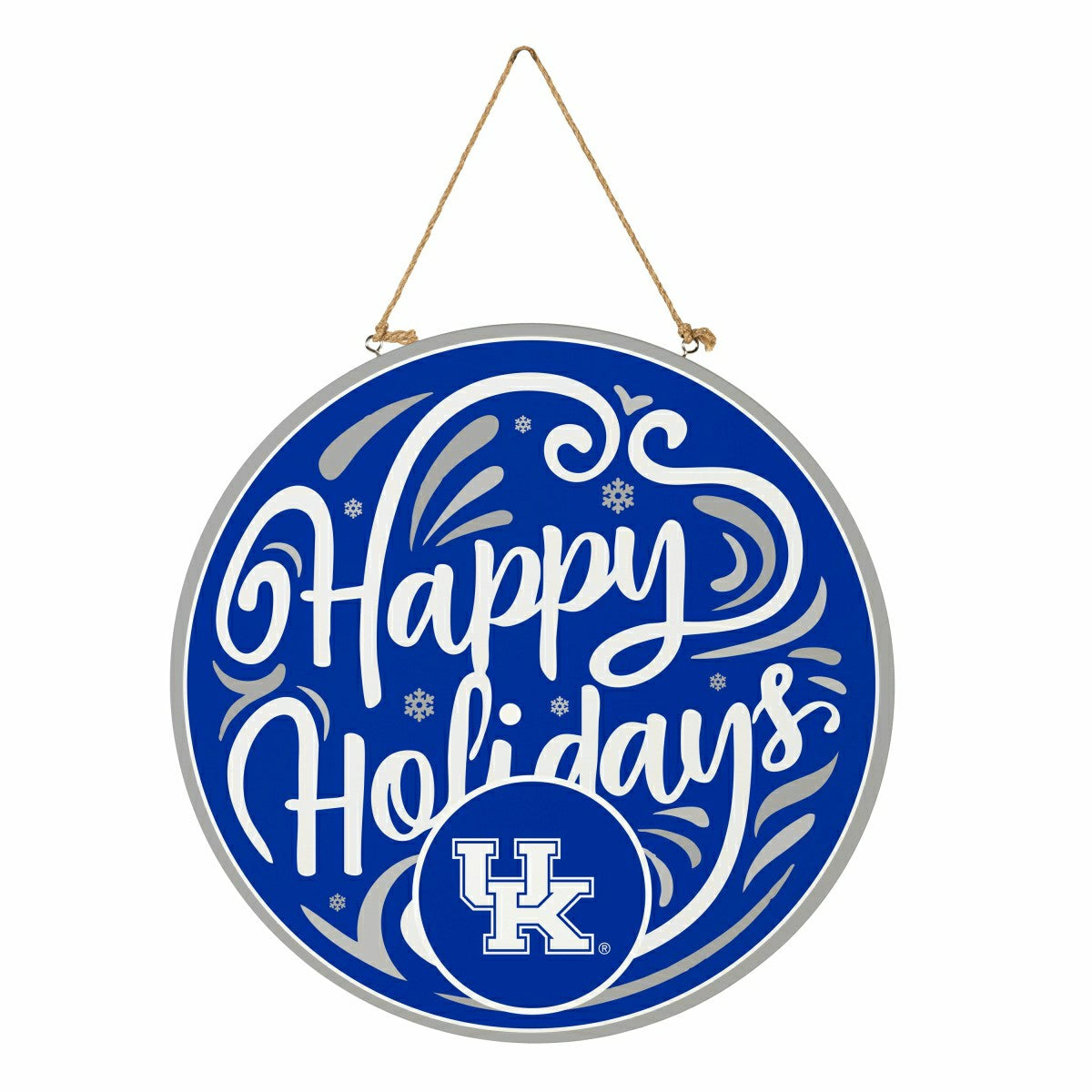 University of Kentucky Holiday Round Door Décor with Hanging Rope, 18x - Collegiate Home