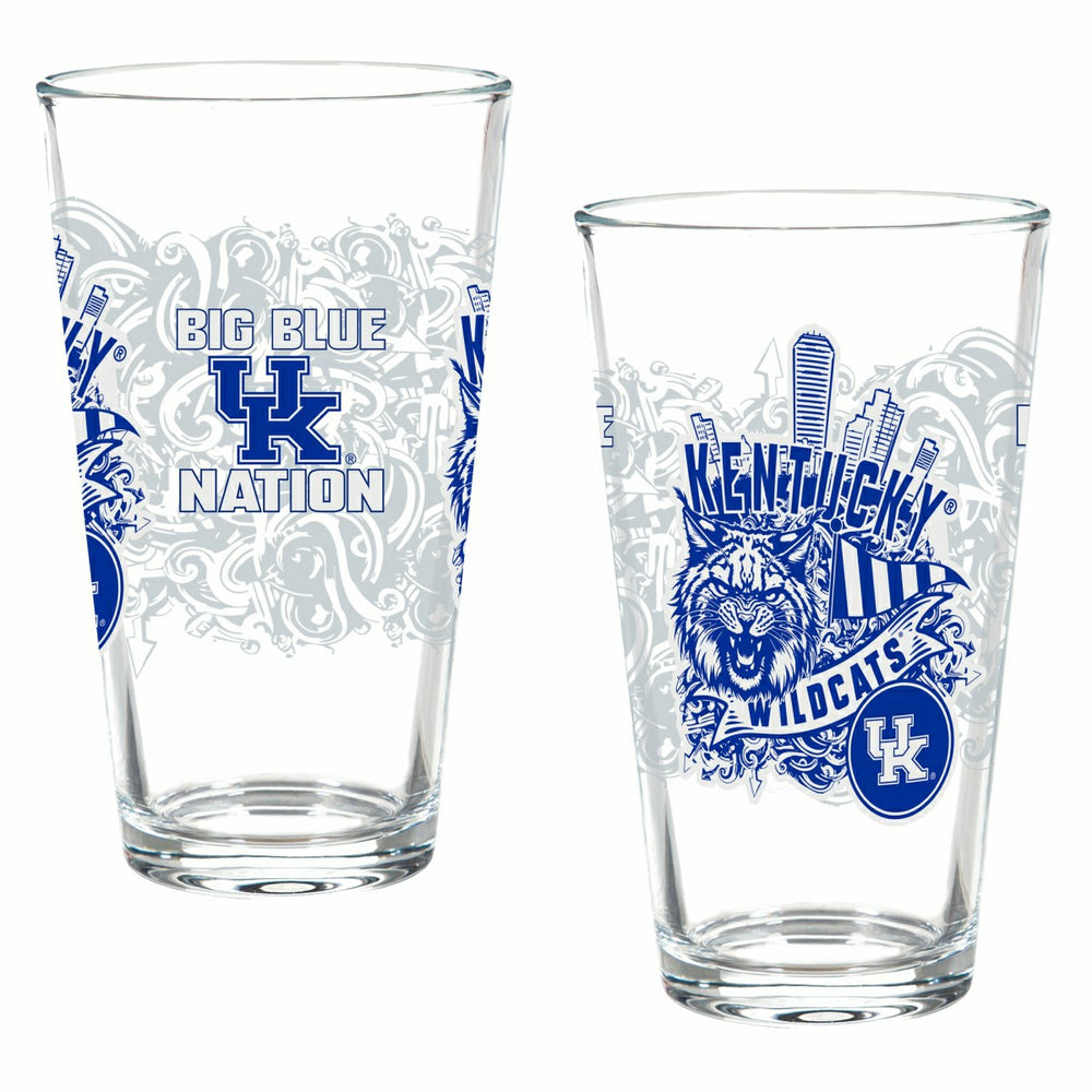 University of Kentucky 16oz Glass pint, Set of 2 - Collegiate Home