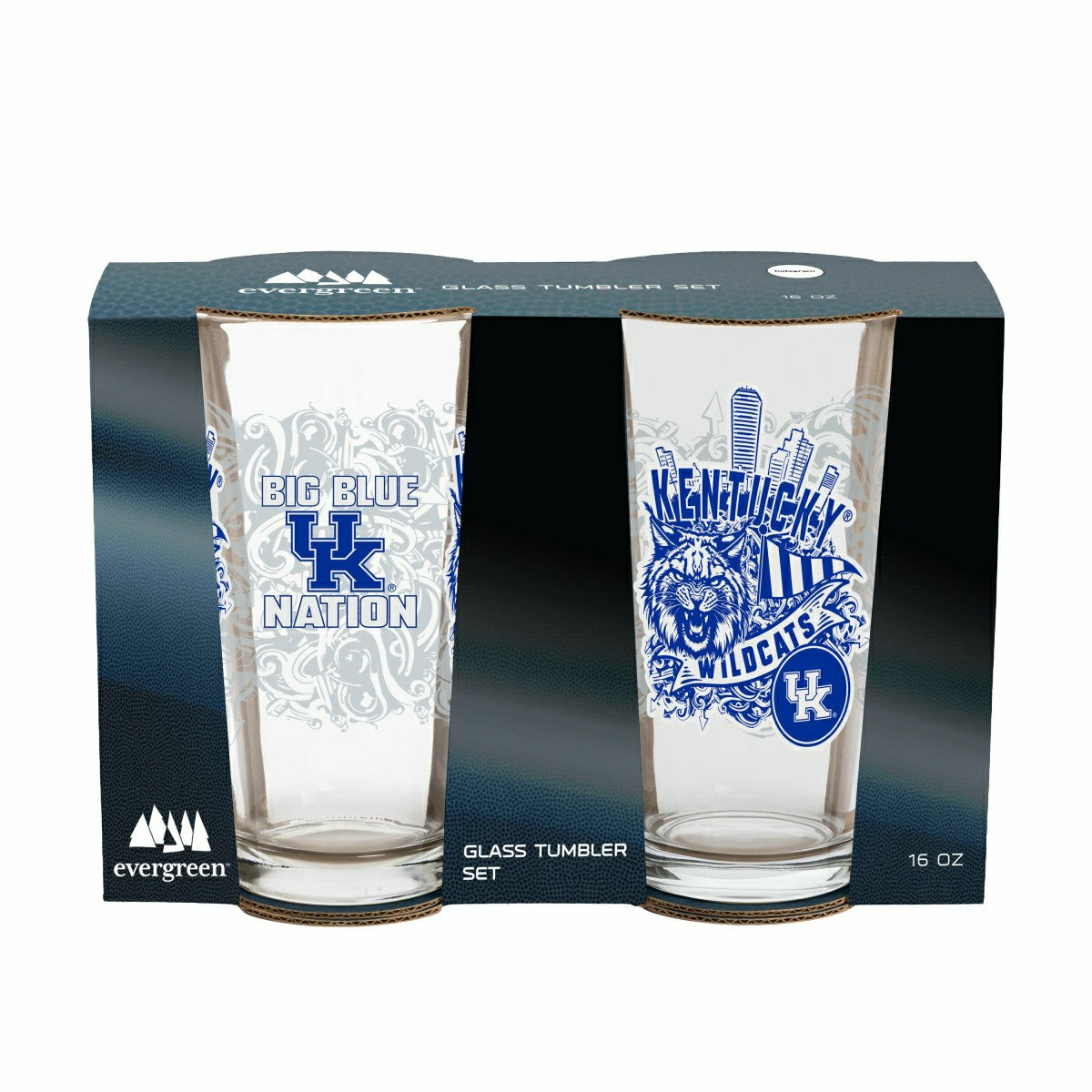 University of Kentucky 16oz Glass pint, Set of 2 - Collegiate Home