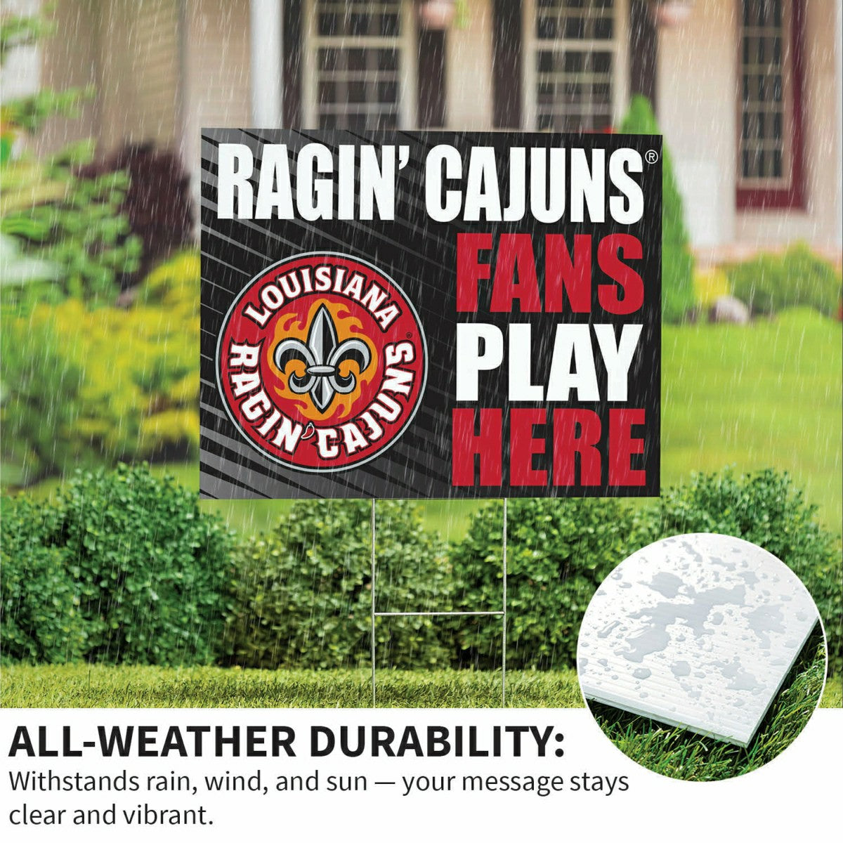 Louisiana at Lafayette University Coroplast Yard Sign "Fans Play Here" - Collegiate Home
