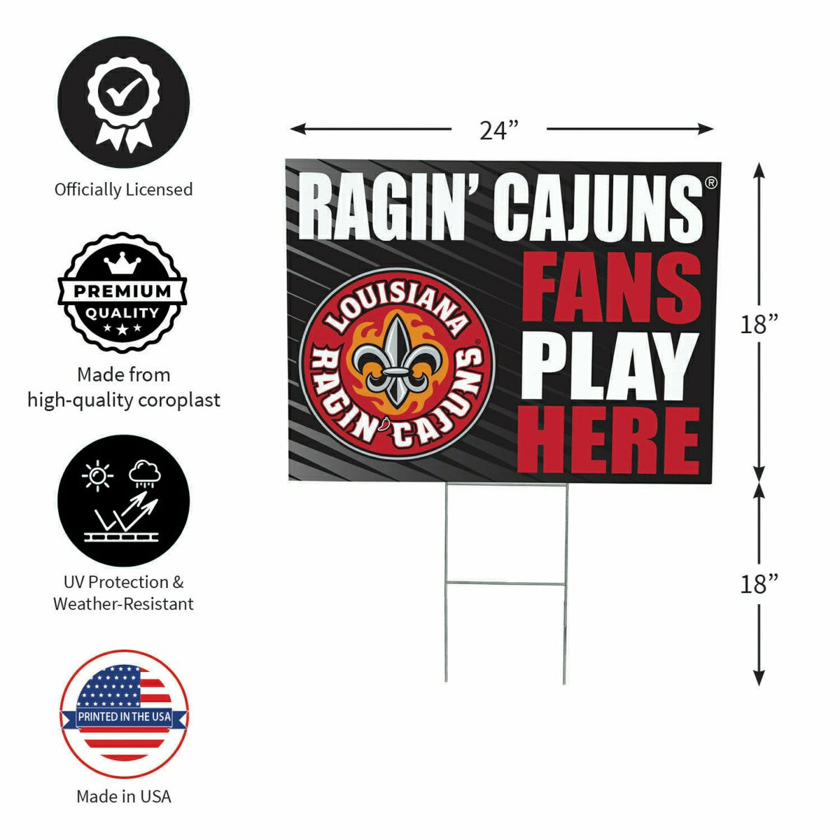 Louisiana at Lafayette University Coroplast Yard Sign "Fans Play Here" - Collegiate Home