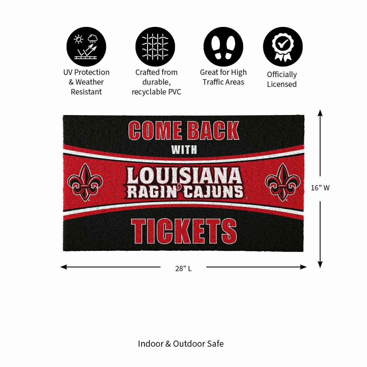 28" x 16" PVC Trapper Mat, Come Back with Tickets, University of Louis - Collegiate