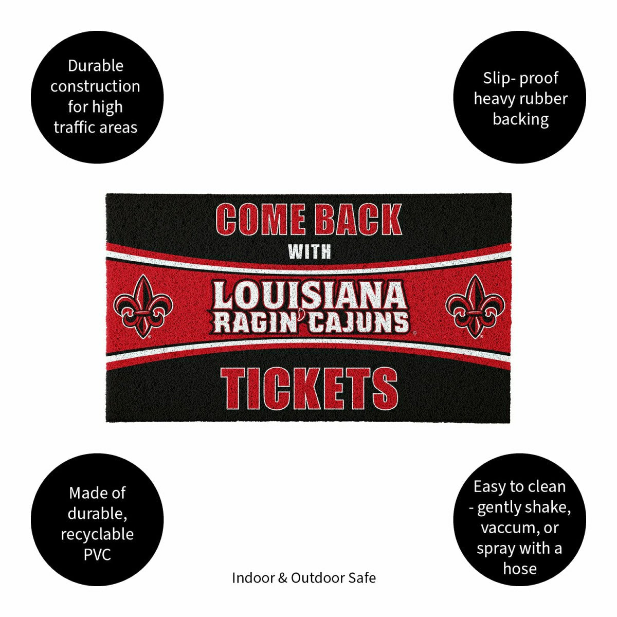 28" x 16" PVC Trapper Mat, Come Back with Tickets, University of Louis - Collegiate