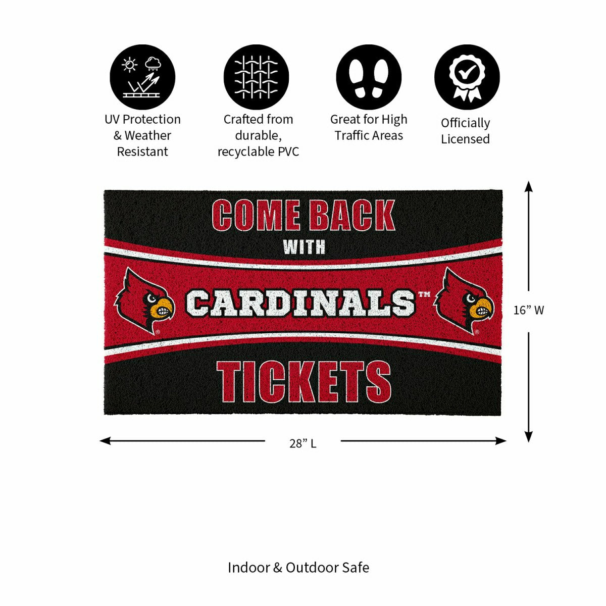 28" x 16" PVC Trapper Mat, Come Back with Tickets, University of Louis - Collegiate