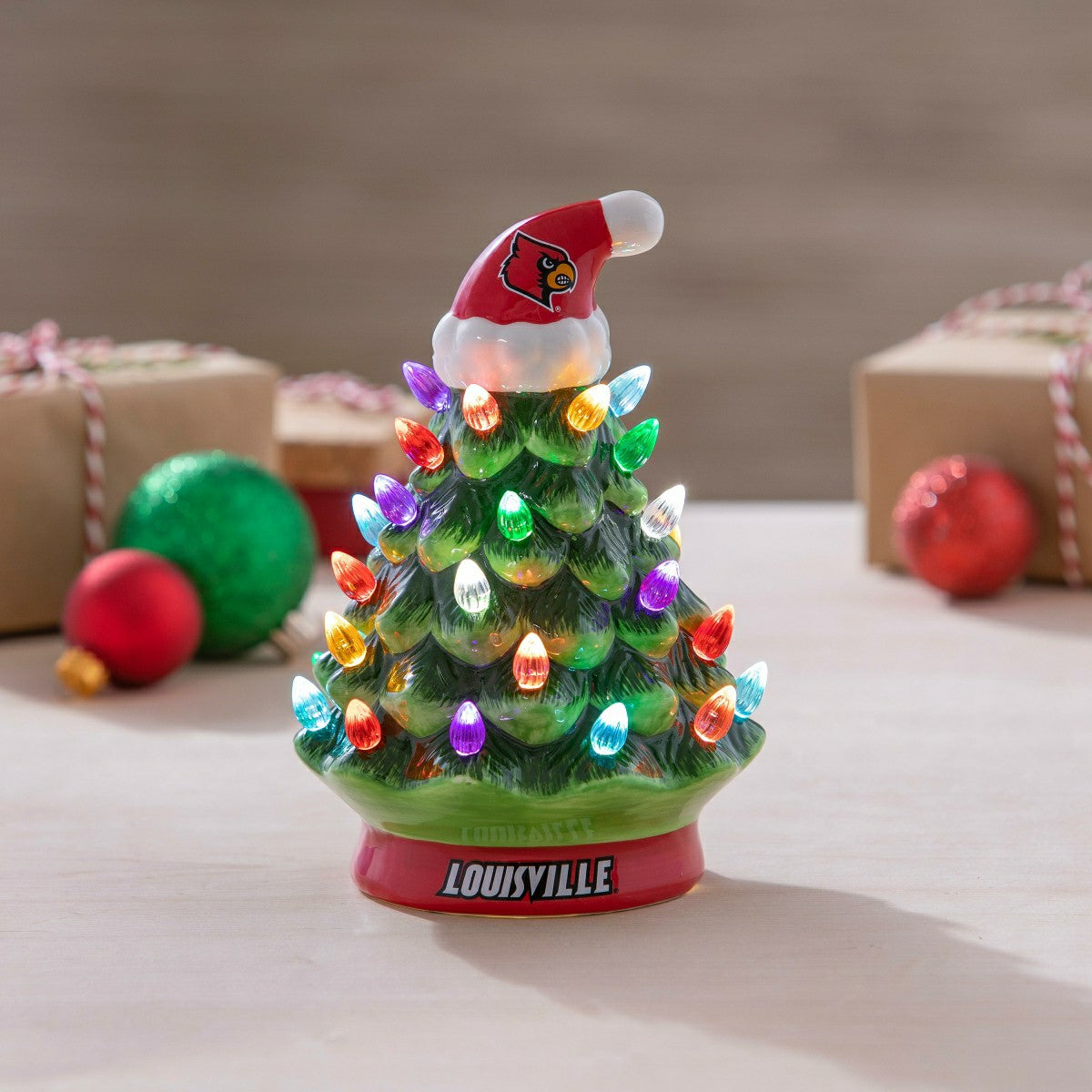 University of Louisville 8" LED Ceramic Christmas Tree - Collegiate Home