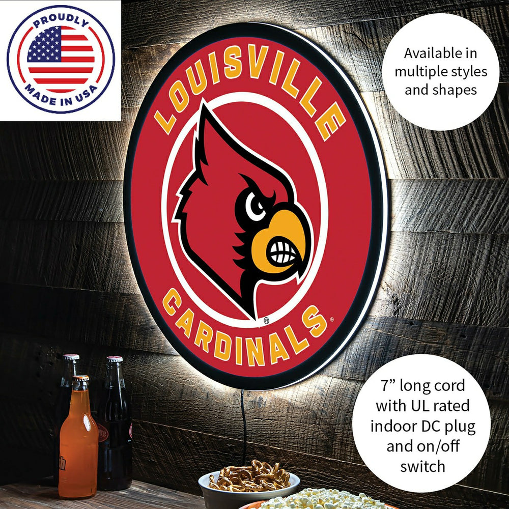 LED Wall Decor, Round, University of Louisville - Collegiate Home