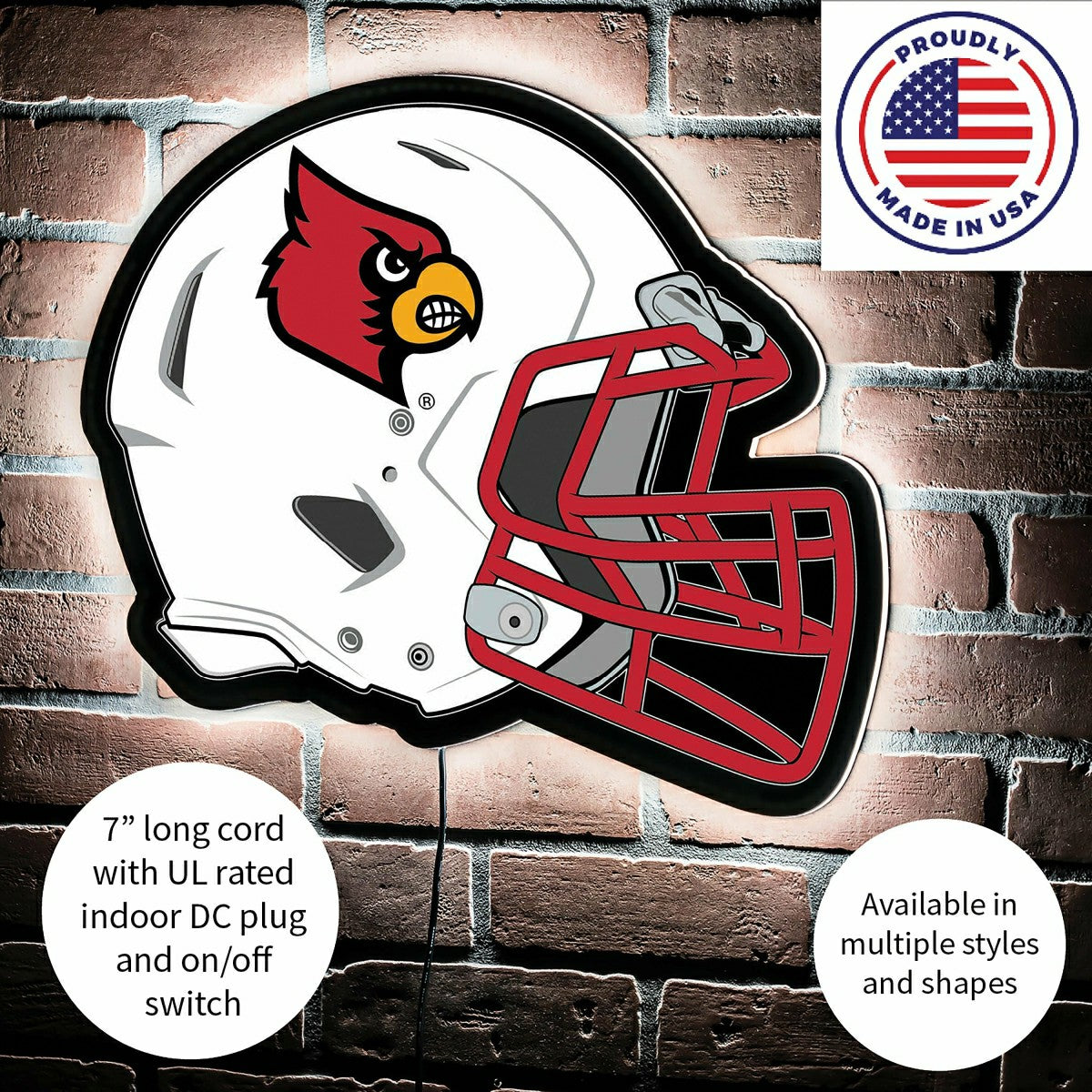 LED Wall Decor, Helmet, University of Louisville - Collegiate Home