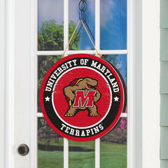 University of Maryland Round Door Décor with Hanging Rope, 18x18 - Collegiate Home