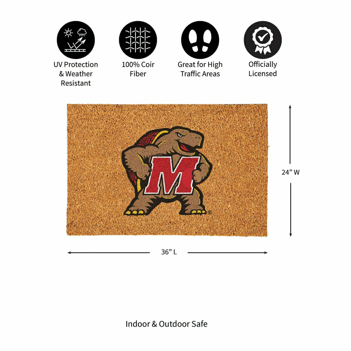 University of Maryland Large Full Color Coir Mat, 36"x24" - Collegiate