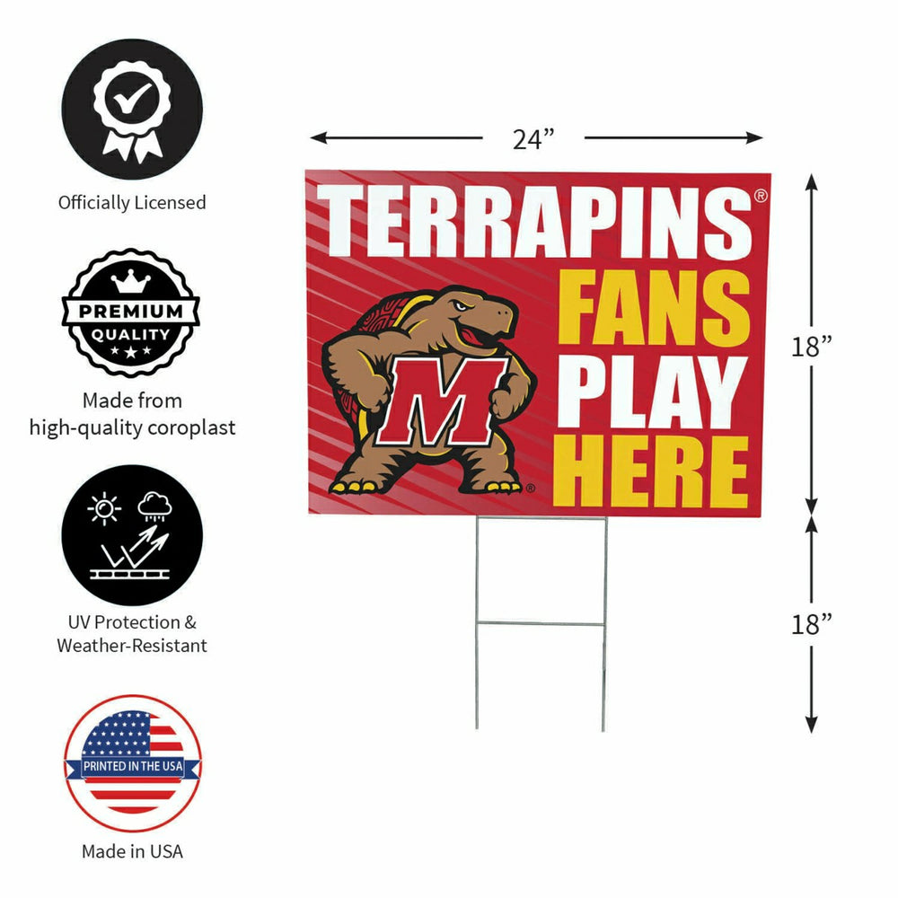 University of Maryland Coroplast Yard Sign "Fans Play Here" - Collegiate Home