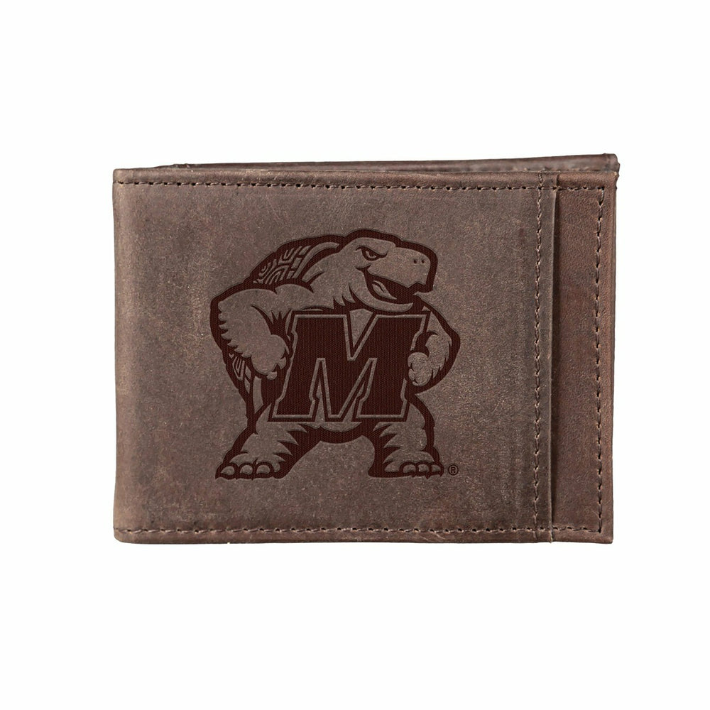 Front Pocket Wallet w/ RFID Blocking, University of Maryland, Brown - Collegiate Home