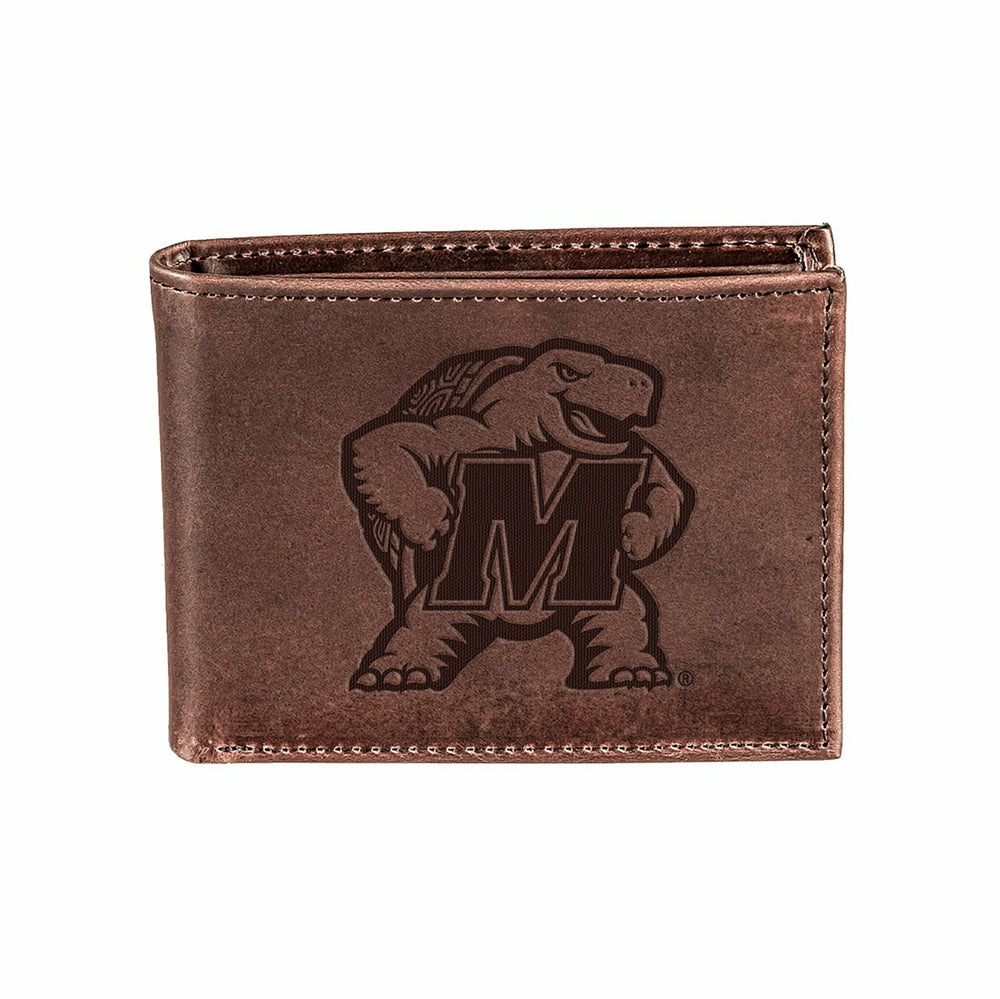 University of Maryland, Bi-Fold Wallet, Brown, CH, 100% Genuine Leathe - Collegiate Home