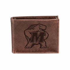 University of Maryland, Bi-Fold Wallet, Brown, CH, 100% Genuine Leathe - Collegiate Home