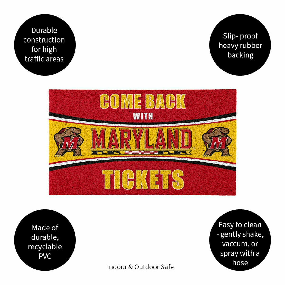 28" x 16" PVC Trapper Mat, Come Back with Tickets, University of Maryl - Collegiate
