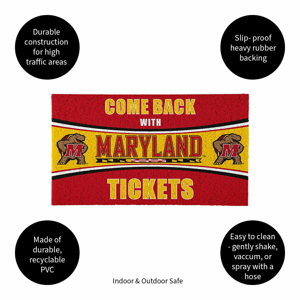 28" x 16" PVC Trapper Mat, Come Back with Tickets, University of Maryl - Collegiate