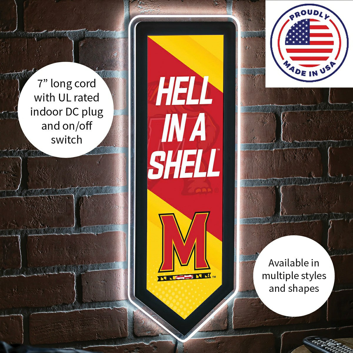 LED Wall Decor, Pennant, University of Maryland - Collegiate Home