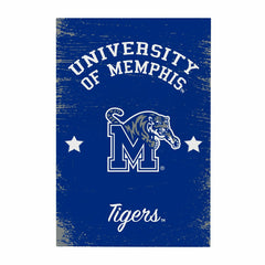 University of Memphis Wood Wall Sign, 16x24 - Collegiate Home