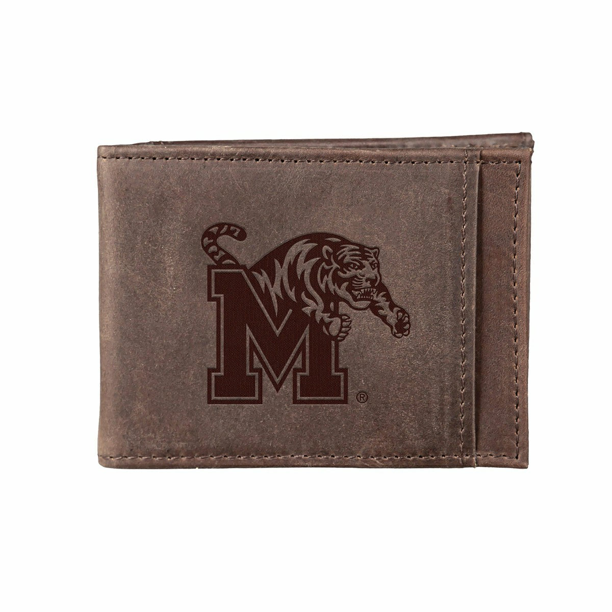 Front Pocket Wallet w/ RFID Blocking, University of Memphis, Brown - Collegiate Home