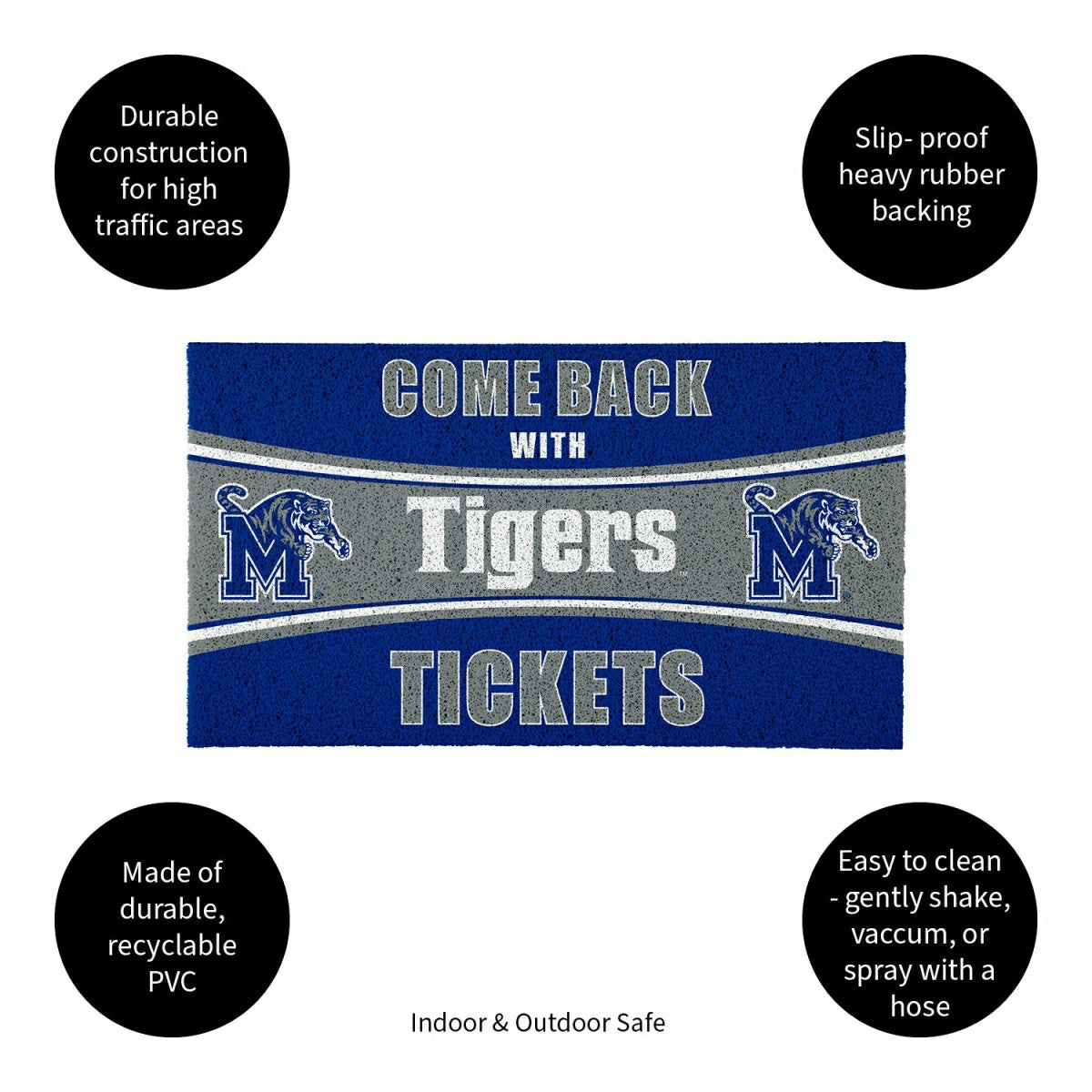 28" x 16" PVC Trapper Mat, Come Back with Tickets, University of Memph - Collegiate