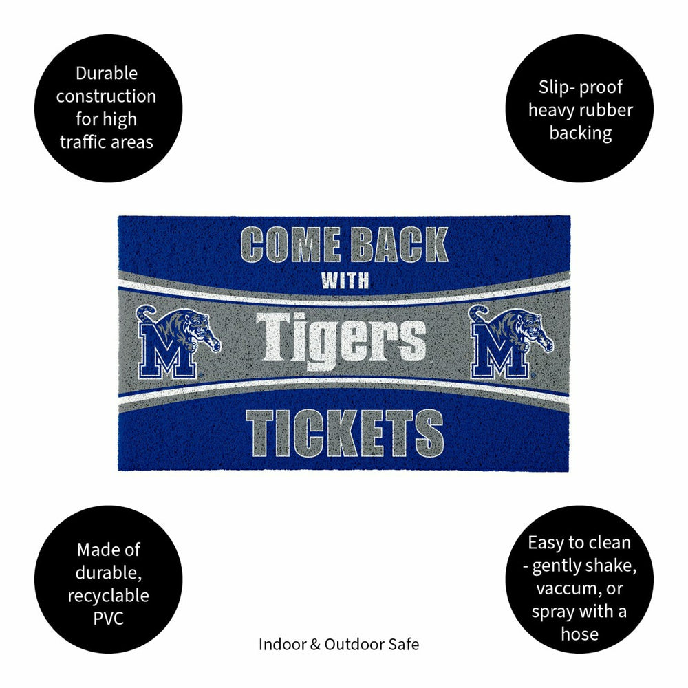 28" x 16" PVC Trapper Mat, Come Back with Tickets, University of Memph - Collegiate