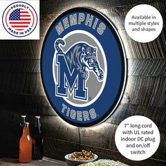 LED Wall Decor, Round, University of Memphis - Collegiate Home
