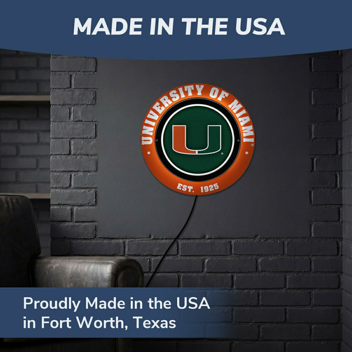 University of Miami, Metal Lite, Round - Collegiate