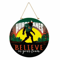 University of Miami Bigfoot Round Door Décor with Hanging Rope, 18x18 - Collegiate Home
