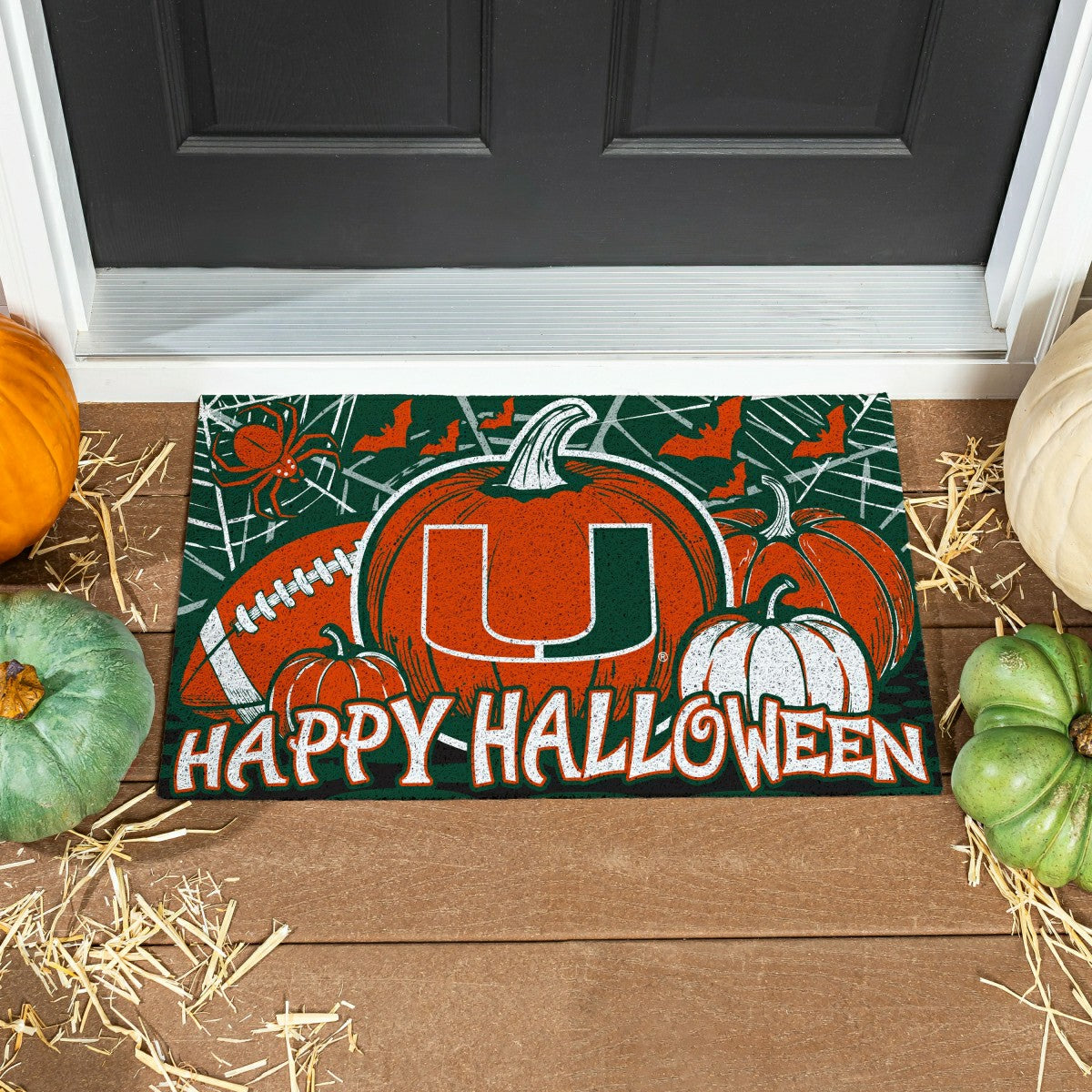 University of Miami Halloween PVC Mat, 28"x16" - Collegiate
