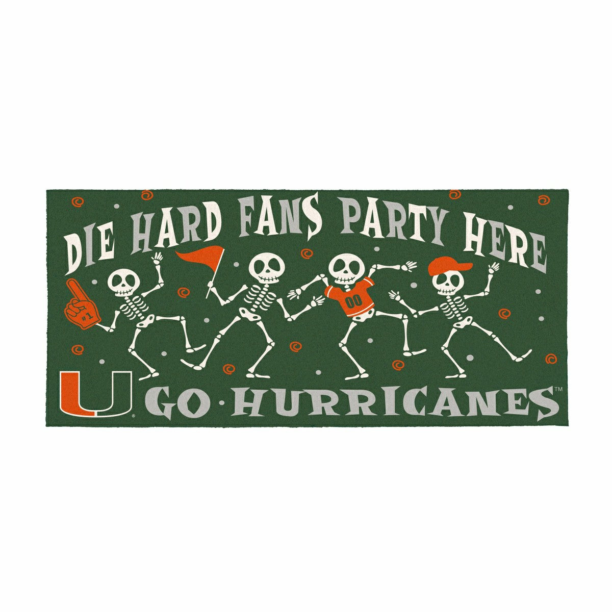 University of Miami Flocked Coir Halloween Sassafras Switch Mat, 22"x1 - Collegiate