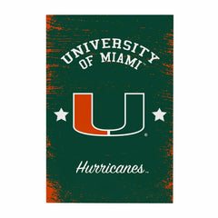University of Miami Wood Wall Sign, 16x24 - Collegiate Home